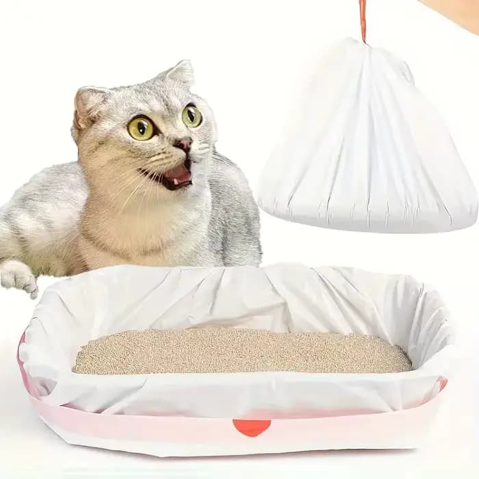 1 rouleau de sacs à litière pour chat avec cordon de serrage, sacs poubelles pour animaux de compagnie, doublures pour bac à litière, plusieurs tailles, fournitures de nettoyage pour chats et chiens, 