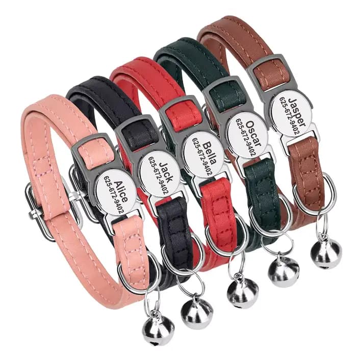 Collier de chat personnalisé en cuir PU