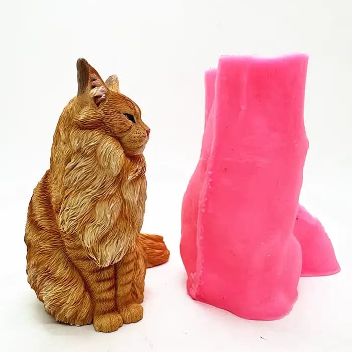 Éventail Yong quatre Maine Coon chat poupée Silicone moule Simulation Animal bricolage Production gypse résine béton décoration