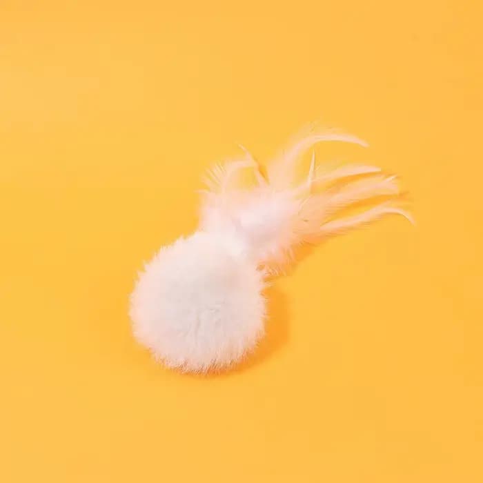 Jouets amusants pour chats en forme de sphère de fourrure de lapin, plumes interactives, jouets à mâcher pour les molaires, résistance aux morsures, jouet pour chiots et chatons, accessoires pour anim