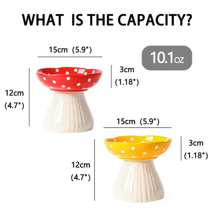 Bol à chat en forme de champignon de 6 pouces