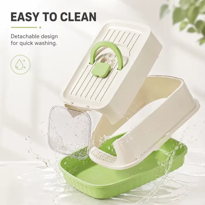 Bac à litière pour chat pliable, grand format, entièrement fermé, anti-odeur et anti-éclaboussures, avec pelle à litière et toilette portative pour chat
