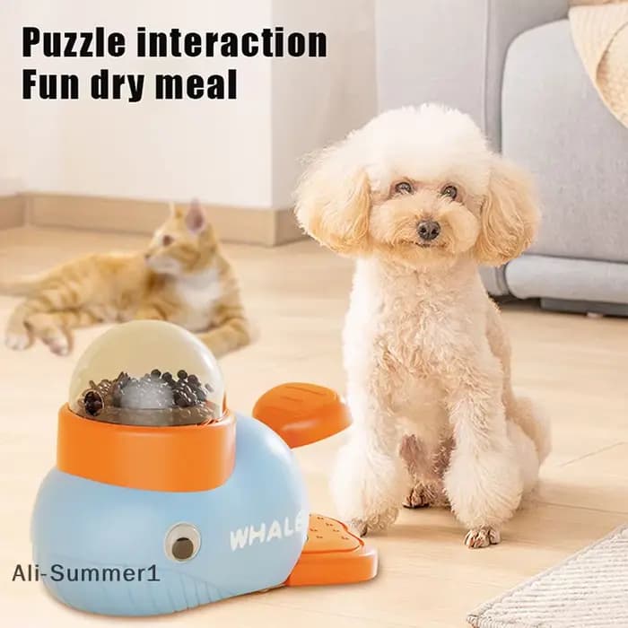【E】 Mangeoire à collation pour animaux de compagnie distributeur de nourriture pour chien mangeoire automatique chiot dessin animé canard baleine conception utilisée pour entraîner les chats accessoir