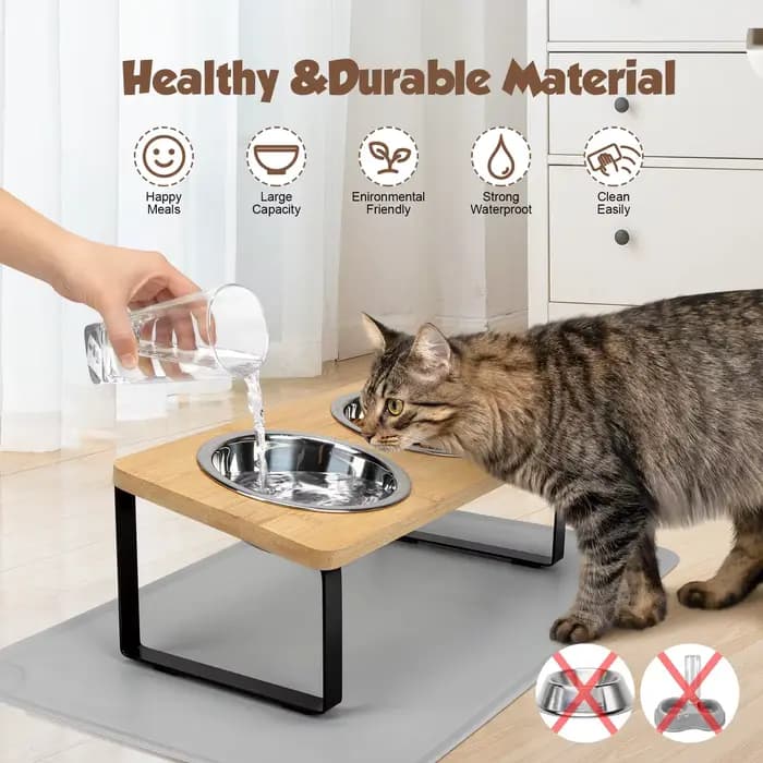Bols surélevés pour chat avec tapis alimentaire 15 ° Plats pour chats