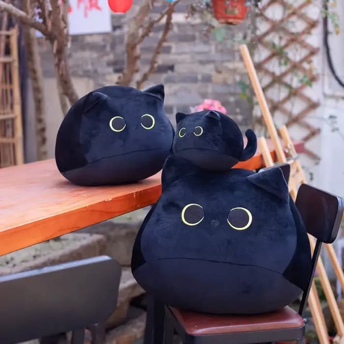 Peluche chat noir Kawaii
