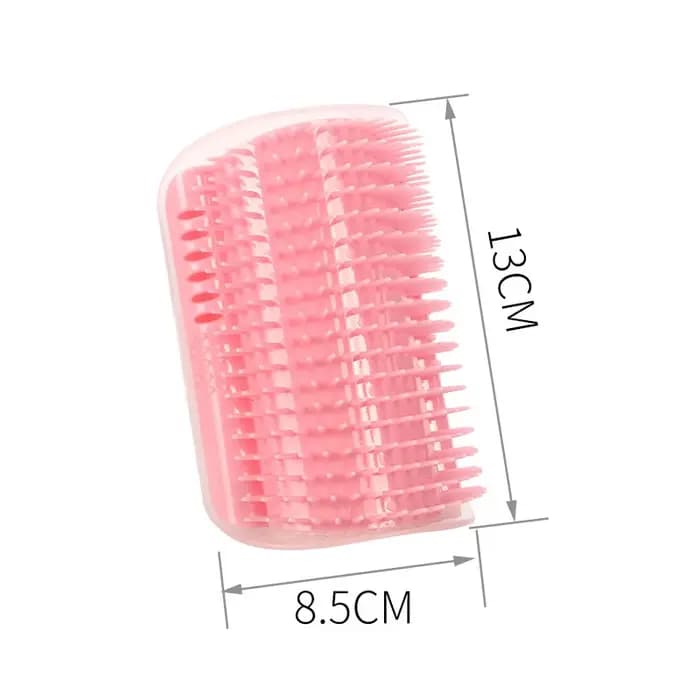 Brosse de massage et griffoir pour chat - Brosse d'angle anti-griffures avec herbe à chat, peigne démêlant pour animaux de compagnie pour l'élimination des poils et le toilettage