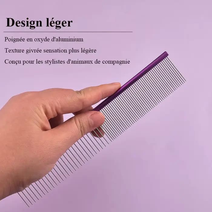 Peigne de toilettage en acier inoxydable pour animaux de compagnie