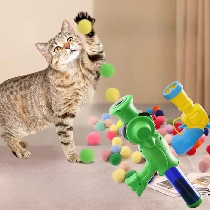 Jouet pour chat, balles en peluche, pistolet de tir lancé, bâton de jeu, Relaxation, jouets interactifs amusants pour chiens, balle silencieuse et Durable