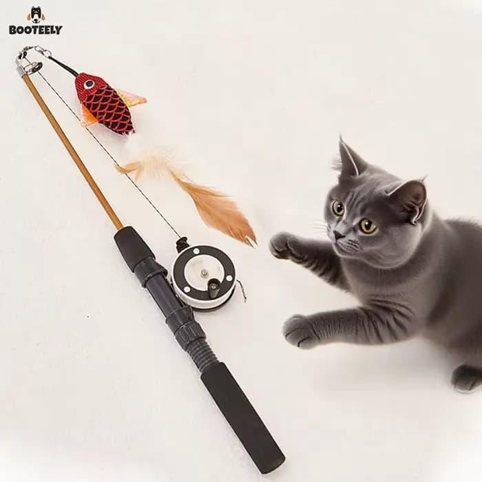 BOOTEELY rétractable chat jouet poisson Type télescopique plumes drôle