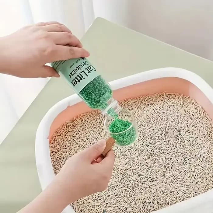 Perles désodorisantes pour litière de chat au parfum frais – Éliminateur d'odeurs naturel à base de plantes pour les environnements d'animaux propres et parfumés