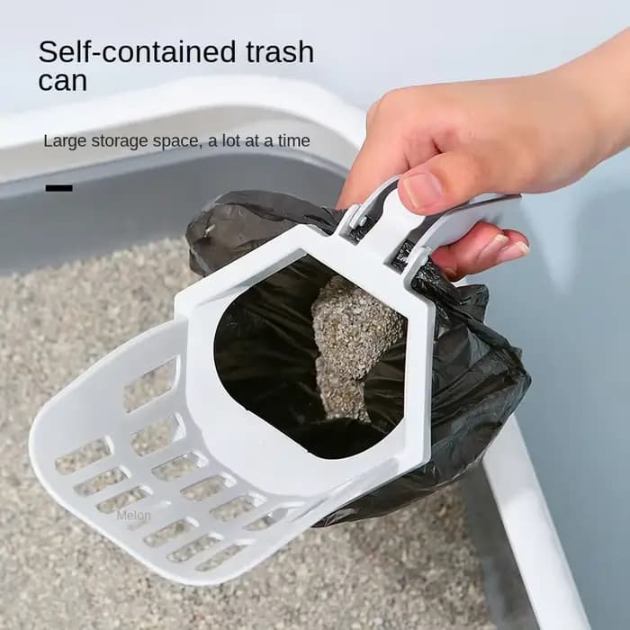 Pelle à litière pour chat avec sac à crottes intégré de grande capacité