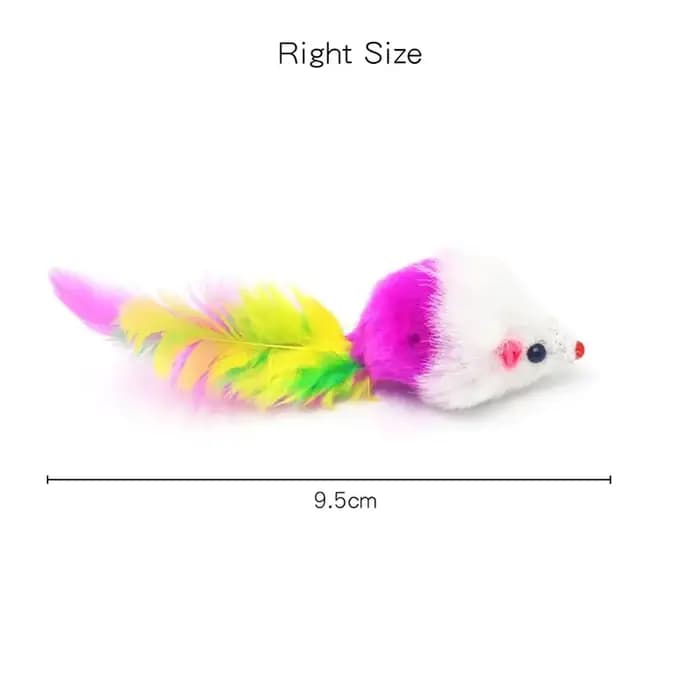 Jouets pour chat mignon en polaire douce, fausse souris, chaton, jouet amusant avec plumes colorées, jouet interactif pour chat, accessoires pour chat