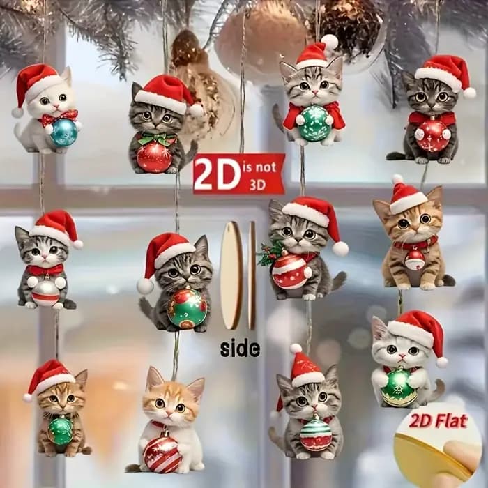 Décorations d'arbre à chat de noël