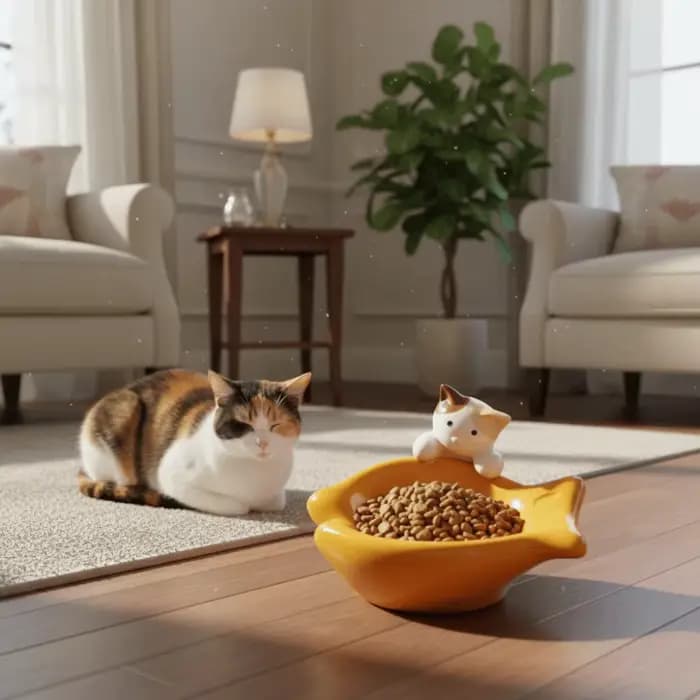 Bol en céramique pour chat motif dessin animé
