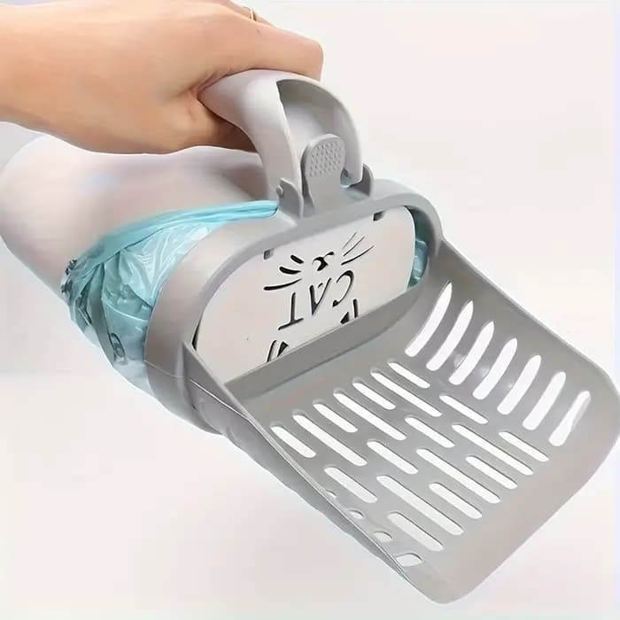 Pelle à litière pour chat avec distributeur de sacs poubelles intégré