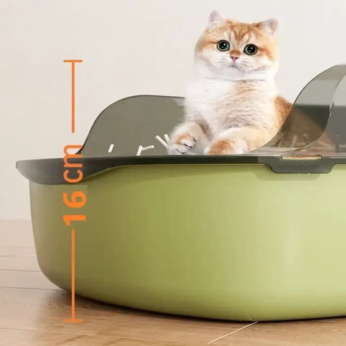 Bac à Litière pour Chat de Type Ouvert, Semi Fermé, Anti-éclaboussures, Facile à Nettoyer, avec Pelle