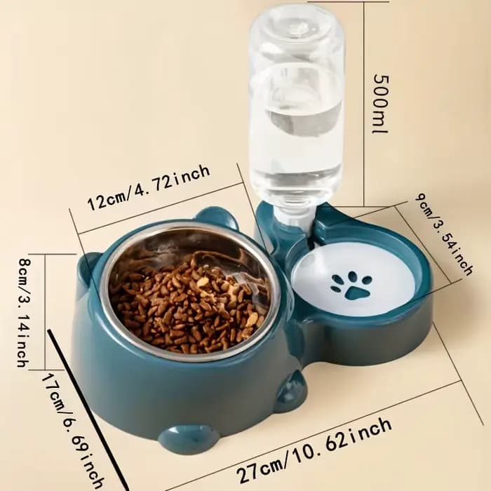 Mangeoire automatique pour animaux de compagnie et distributeur d'eau, système d'alimentation intégré pour chats et chiens, aucune batterie ni alimentation nécessaire, bouche inclinée
