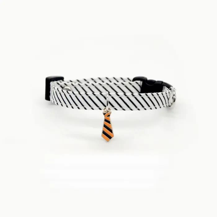 Collier pour chat à rayures avec nœud papillon