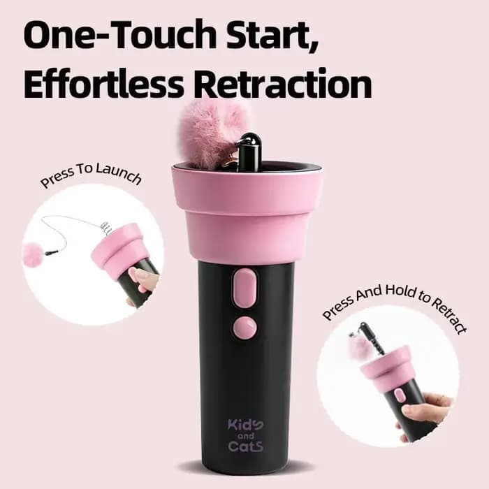 Jouet lanceur électrique pour chat rechargeable par USB, avec corde rétractable, pour soulager l'ennui, baguette interactive pour chat, jouets intelligents pour chat