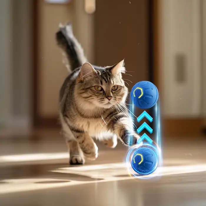 Balle rebondissante interactive pour chat