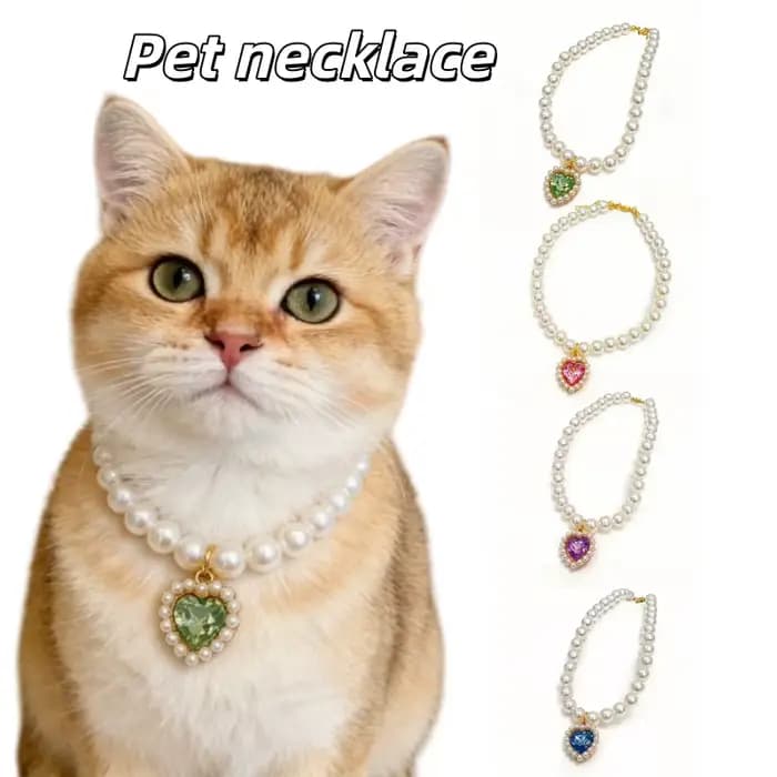 Collier réglable pour chat avec perles haute simulation