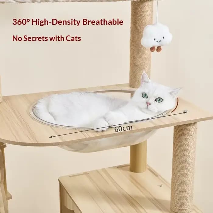 Grand arbre à chat en bois multi-niveaux avec griffoir