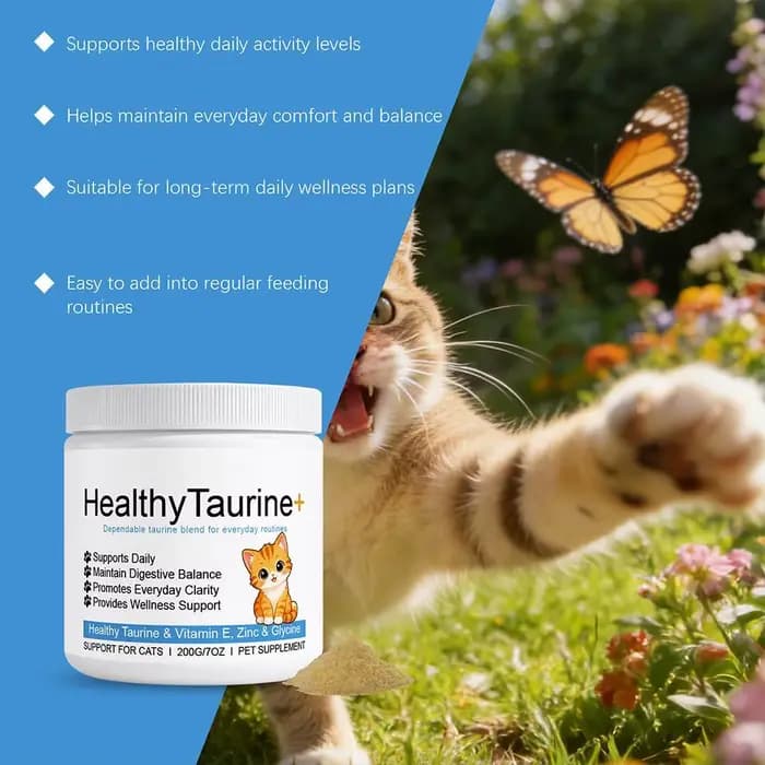 Poudre de taurine saine pour chats avec vitamine E