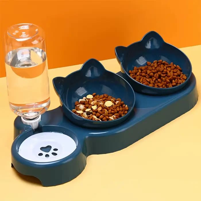 Ensemble de bols à eau et à nourriture pour animaux de compagnie avec mangeoire