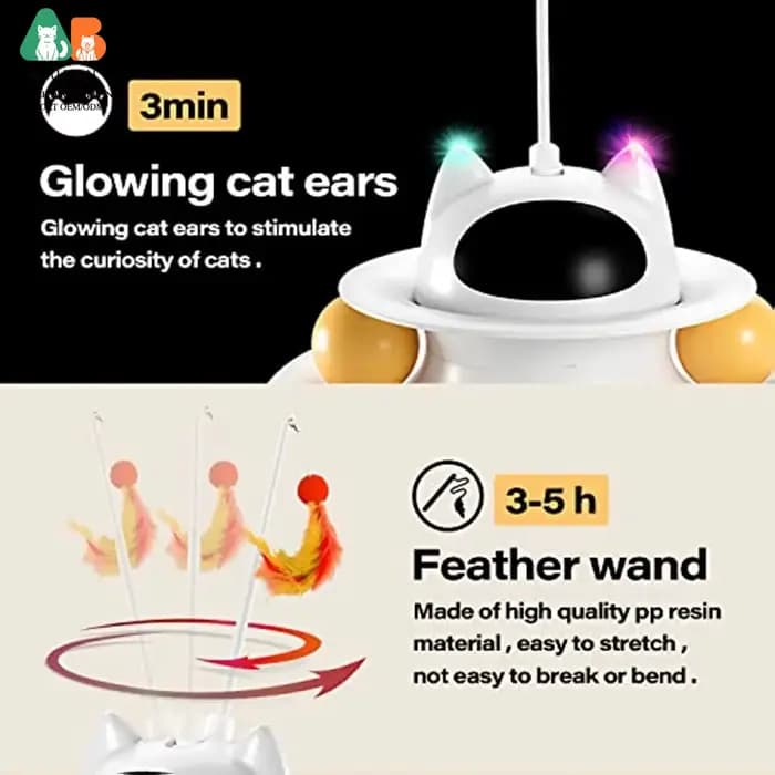 ATUBAN Jouets interactifs 4-en-1 pour chats avec bâton de chat intelligent rechargeable par USB