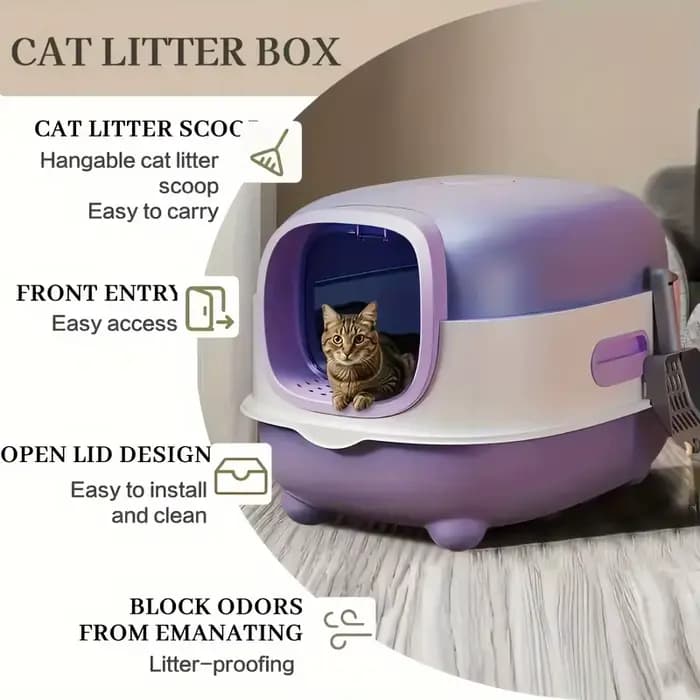 Bac à litière pour chat extra large et fermé avec tiroir