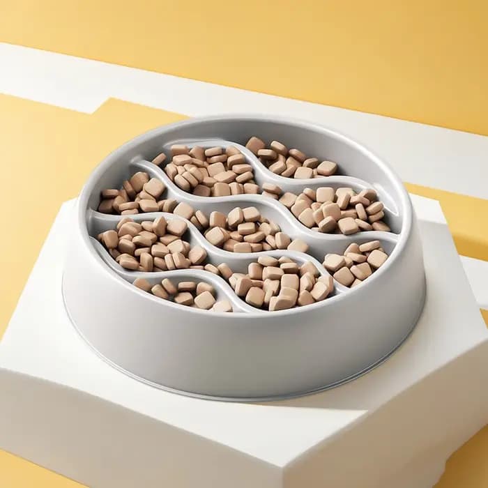 Ensemble de bols pour chat à alimentation lente à la mode : double plat anti-éclaboussures - plastique PP épais
