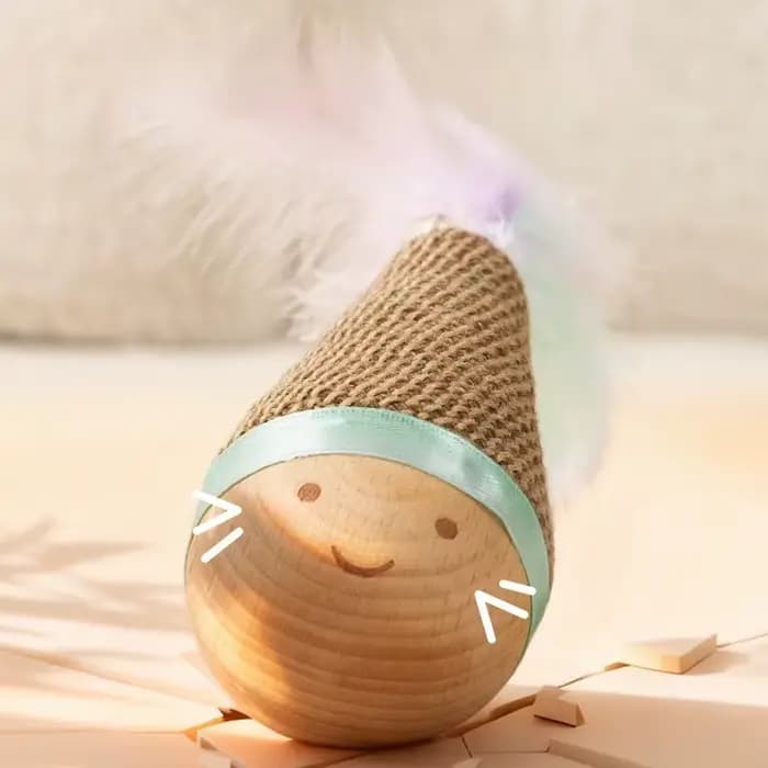 Gobelet Wobbler jouets pour chat résistant aux morsures jouet à mâcher plume Agave nettoyage des dents interactif