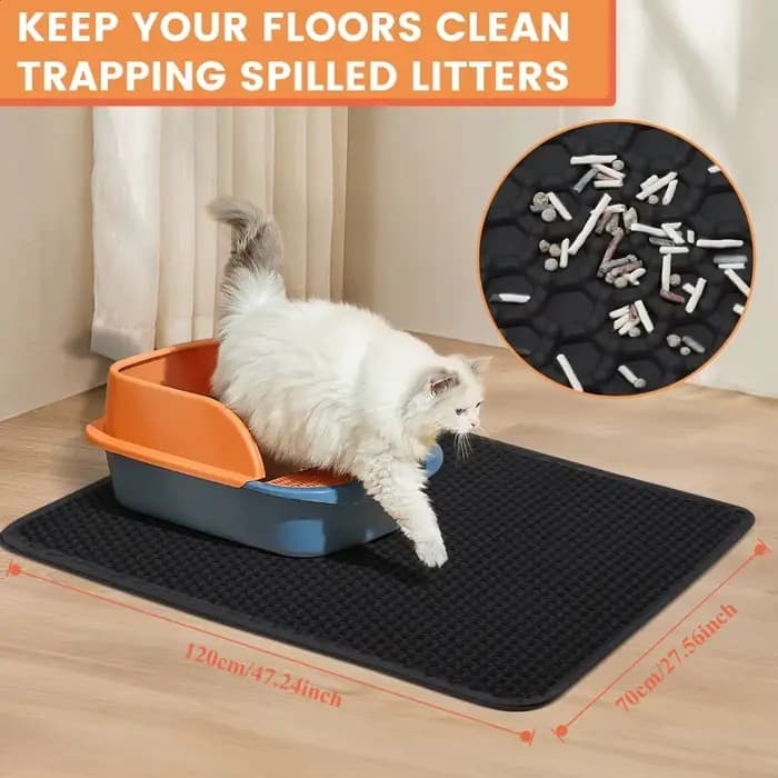 Grand tapis de litière pour chat 70x120cm