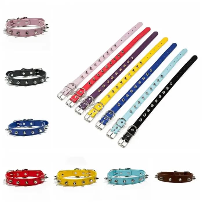 Collier en cuir coloré et réglable pour chat et chien