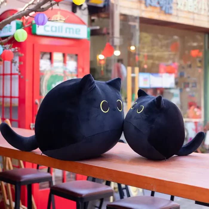 Peluche chat noir Kawaii