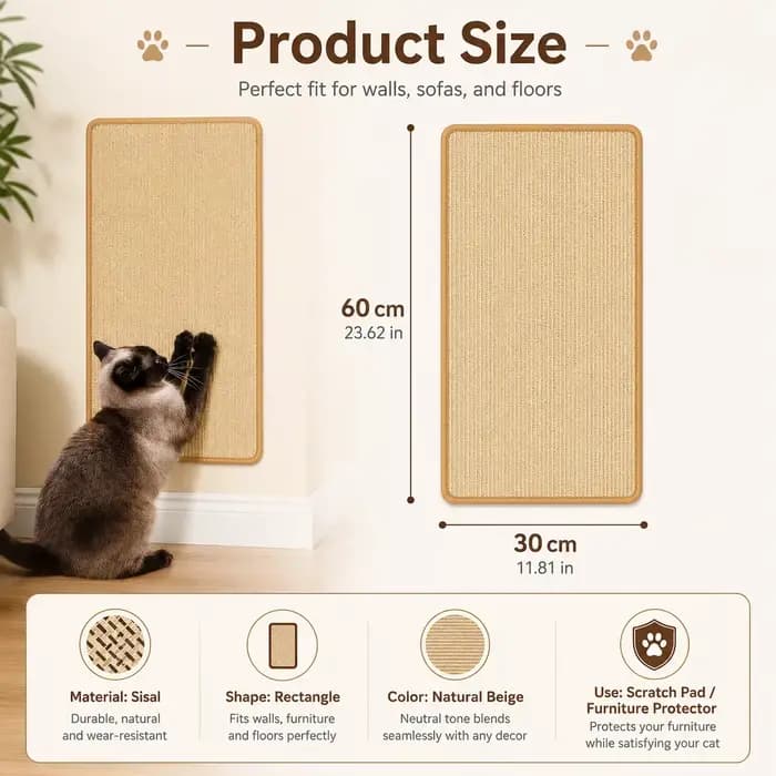 Tapis à gratter mural en sisal pour chat