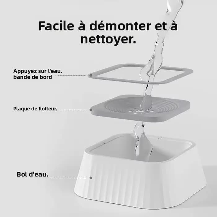 1 bol à eau anti-déversement pour animaux de compagnie - Conçu pour les chats et les chiens avec base antidérapante et fonction flottante
