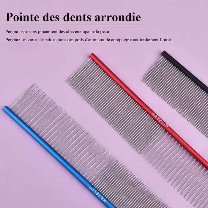 Peigne de toilettage en acier inoxydable pour animaux de compagnie