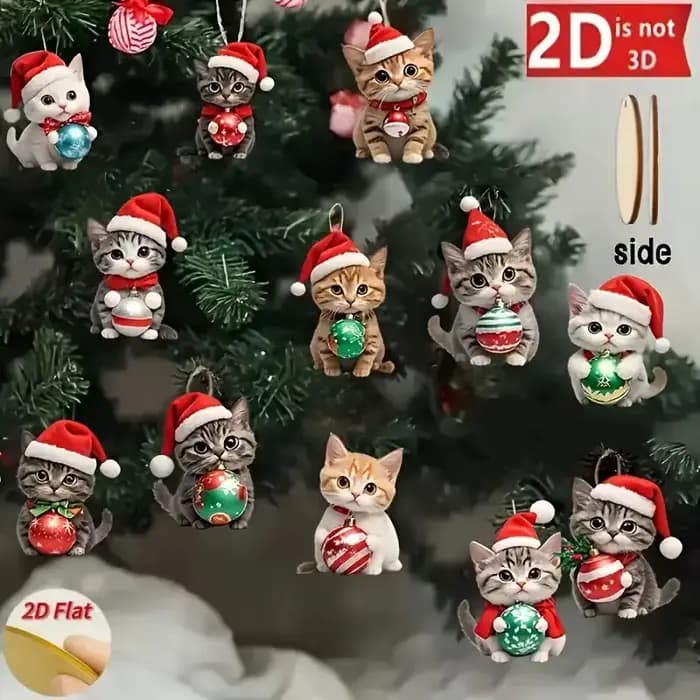 Décorations d'arbre à chat de noël