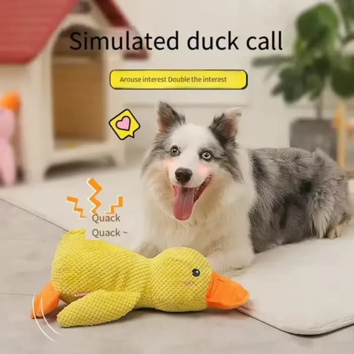 Peluche Canard Jaune pour Chien, Compagnon de Sommeil, Jouet Interactif pour Animaux, Poupée Anti-ennui, Jouets à Mâcher pour Chiens