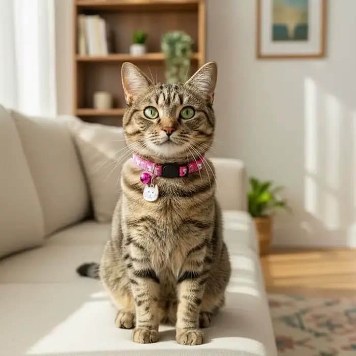 Collier réglable pour chat avec boucle de sécurité à dégagement rapide, motif chat avec pendentif visage de chat et clochette, anti-perte