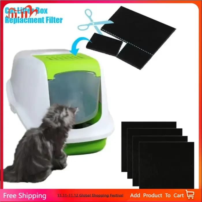 Maison 4 pièces filtre à litière pour chat charbon actif tampon désodorisant paquet