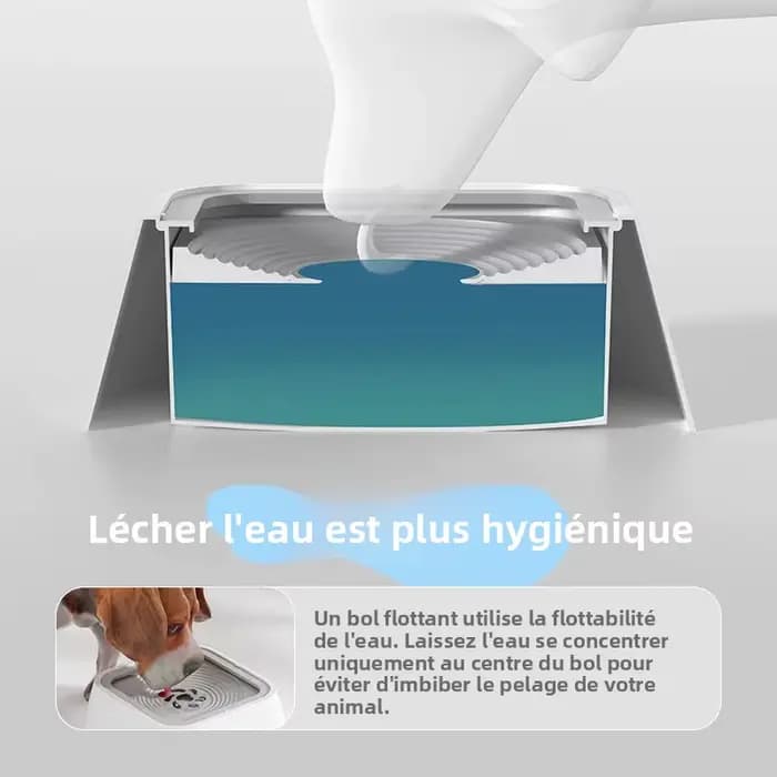 1 bol à eau anti-déversement pour animaux de compagnie - Conçu pour les chats et les chiens avec base antidérapante et fonction flottante