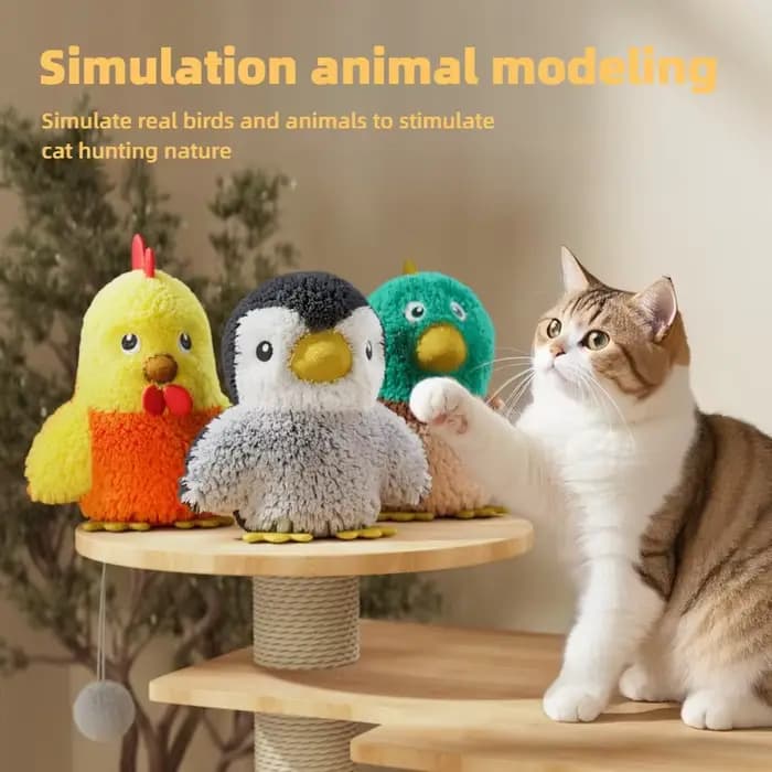 Nouveau jouet électrique pour chat 2025, interactif à activation tactile avec chant et ailes battantes, jouet suspendu pour chatons d'intérieur