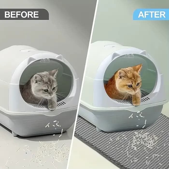 Tapis à litière pour chat double couche doux