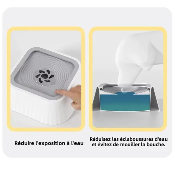 1 bol à eau anti-déversement pour animaux de compagnie - Conçu pour les chats et les chiens avec base antidérapante et fonction flottante