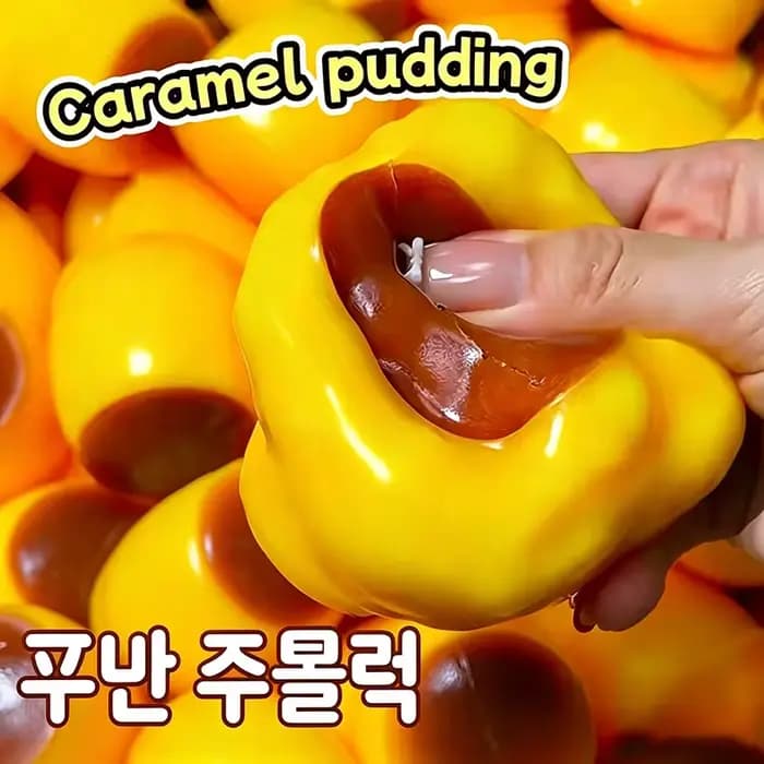 Jouet Squishy Créatif en Forme de Pudding au Caramel
