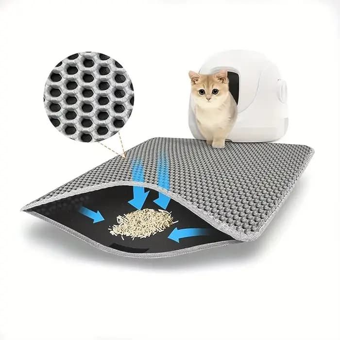 Tapis à litière pour chat double couche doux