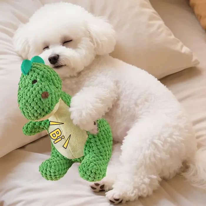 Jouet pour animaux de compagnie en forme de petit dinosaure mignon qui émet des sons, compagnon en peluche doux pour dormir, interactif, anti-ennui, divertissement personnel, adapté pour les chiots et