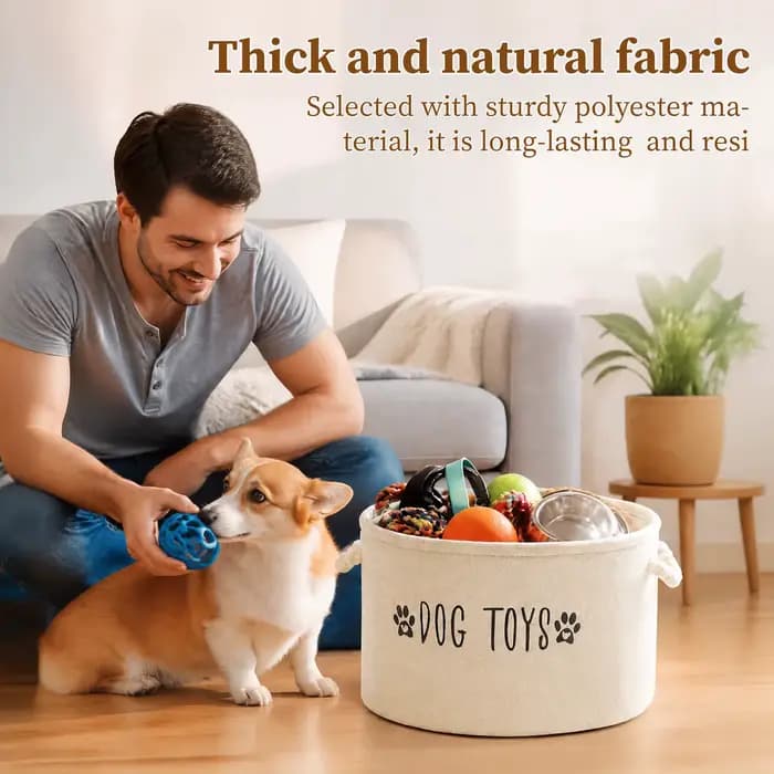Panier de rangement pour jouets d'animaux, boîte de rangement spéciale pour chiens et chats, conteneur de grande capacité, accessoires d'organisation pour animaux de compagnie